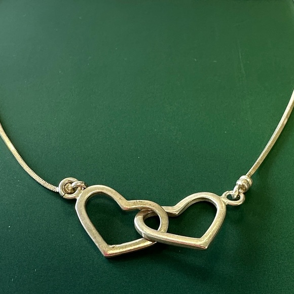 Sterling Silver Joint Heart Necklace .925 - Picture 2 of 5
